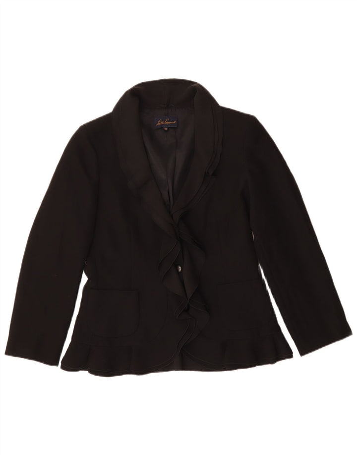 LUISA SPAGNOLI Chaqueta tipo blazer de 2 botones para mujer IT 42 Poliéster negro mediano