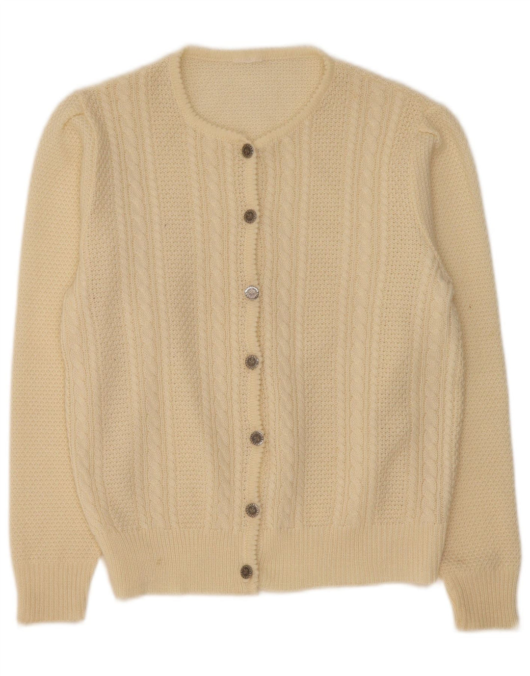 Vintage mujer Cardigan suéter Reino Unido 14 Medio Beige