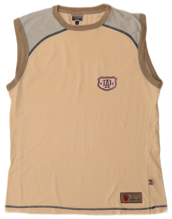 Diadora Camiseta sin mangas para mujer ES 40 XL Algodón color block beige