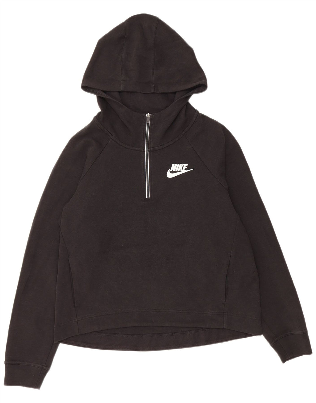 NIKE Sudadera con capucha y cuello con cremallera para mujer, talla grande, color negro
