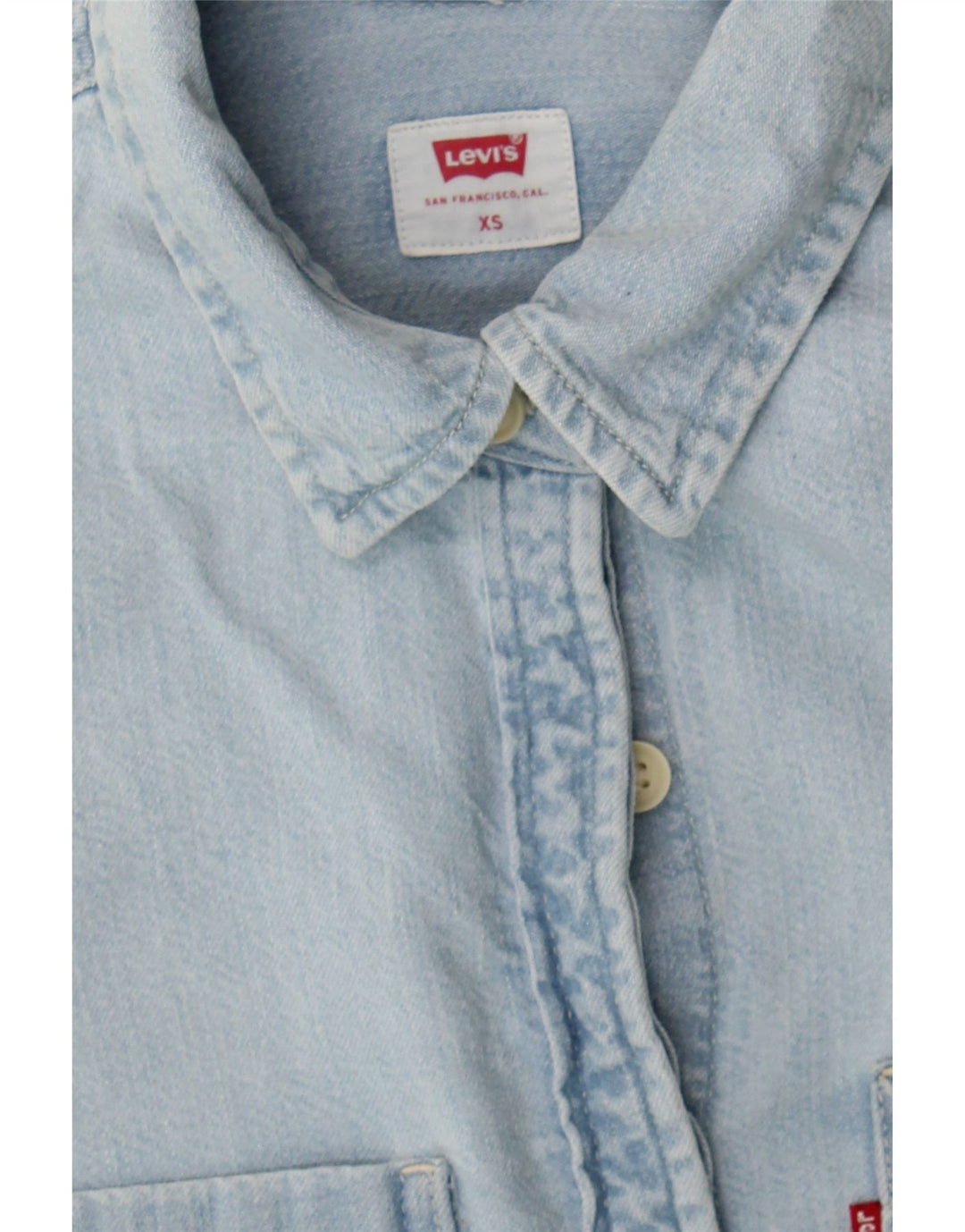LEVI'S Womens Oversized Denim Shirt UK 6 XS Blue Cotton Vintage Levi's and Second-Hand Levi's from Messina Hembry 