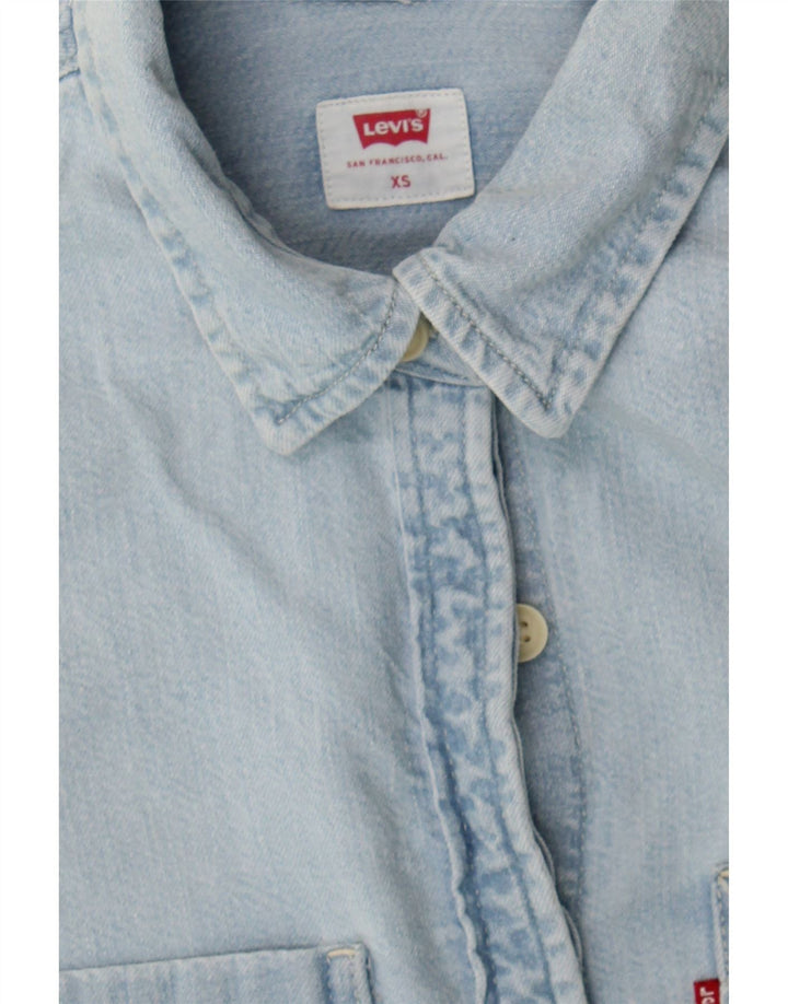 LEVI'S Womens Oversized Denim Shirt UK 6 XS Blue Cotton Vintage Levi's and Second-Hand Levi's from Messina Hembry 
