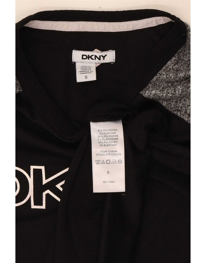 Dkny Top gráfico para mujer de manga larga UK 40 Small Black Colourblock Poliéster