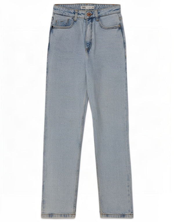 Zara Jeans Cónicos De Cintura Alta Para Mujer EU 32 2XS W22 L27 Algodón Azul