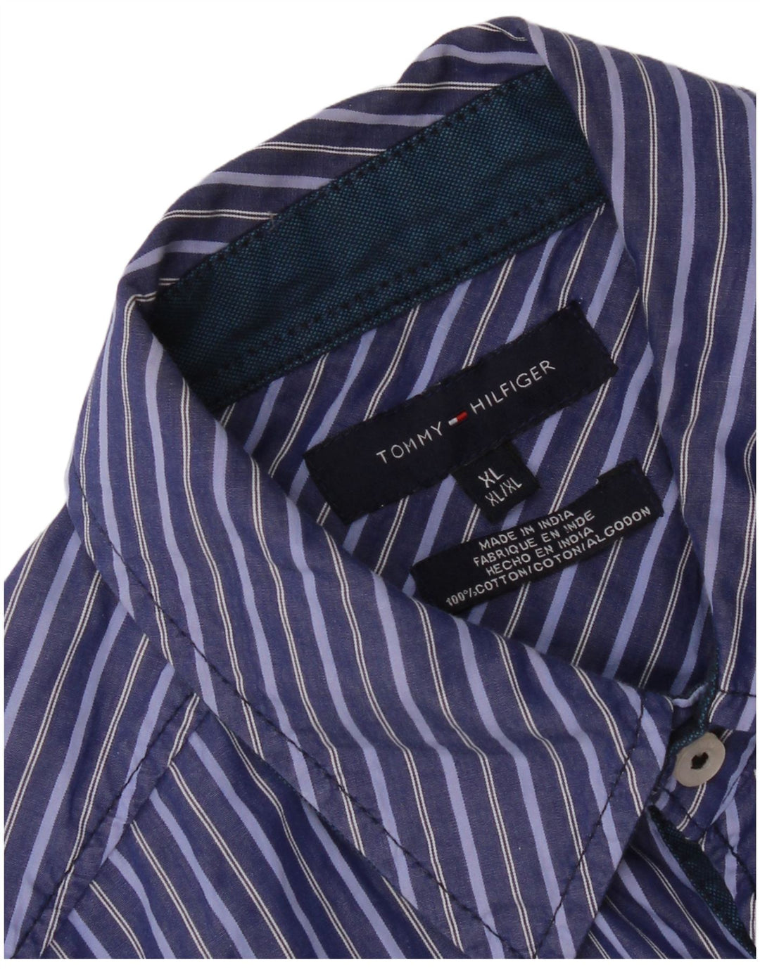 Camisa Tommy Hilfiger Hombre XL Algodón Rayas Azul