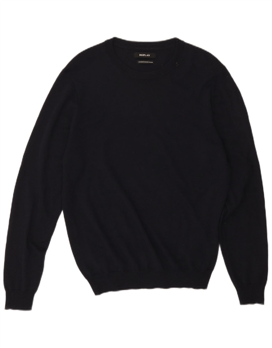 Replay Jersey De Cuello Redondo Para Hombre De Lana Merino Azul Marino Mediano