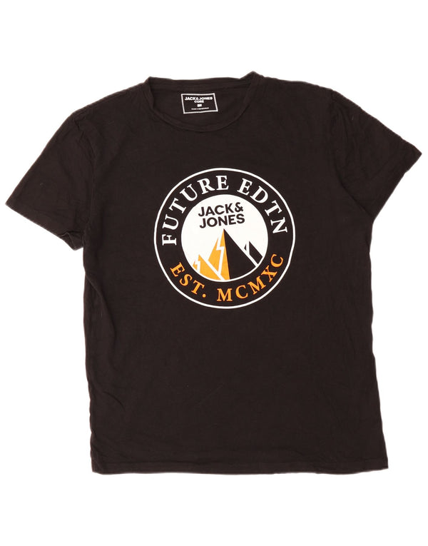 Jack & Jones - Camiseta gráfica para hombre, talla grande, algodón negro