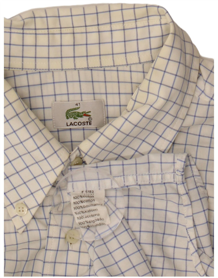 Camisa LACOSTE para hombre talla 41 Algodón a cuadros blanco grande