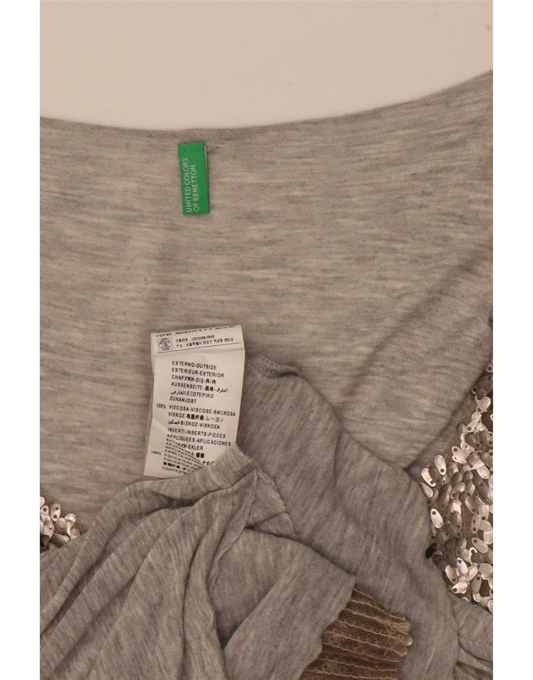 Benetton Top Sin Mangas Con Lentejuelas Para Mujer ES 44 Viscosa Gris Medio