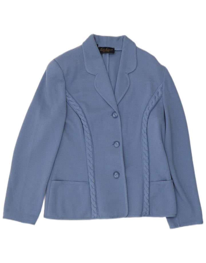 Luisa Spagnoli Chaqueta tipo blazer de punto con 3 botones para mujer UK 40 Azul medio