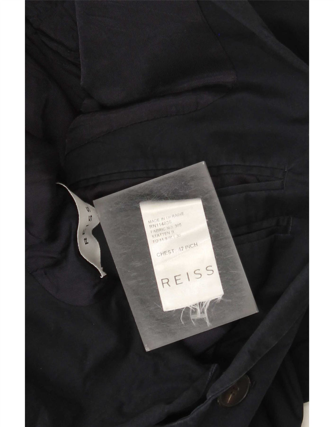 Reiss Chaqueta tipo blazer de 2 botones para hombre UK 42 XL Algodón azul marino