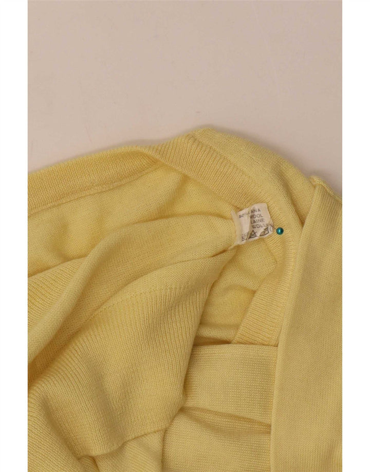Vintage hombres V-cuello jumper suéter medio amarillo lana