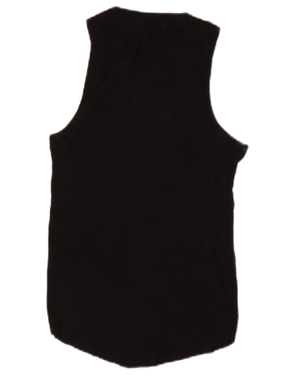 Zara Mujer Chaleco Top UK 12 Medium Viscosa Negra
