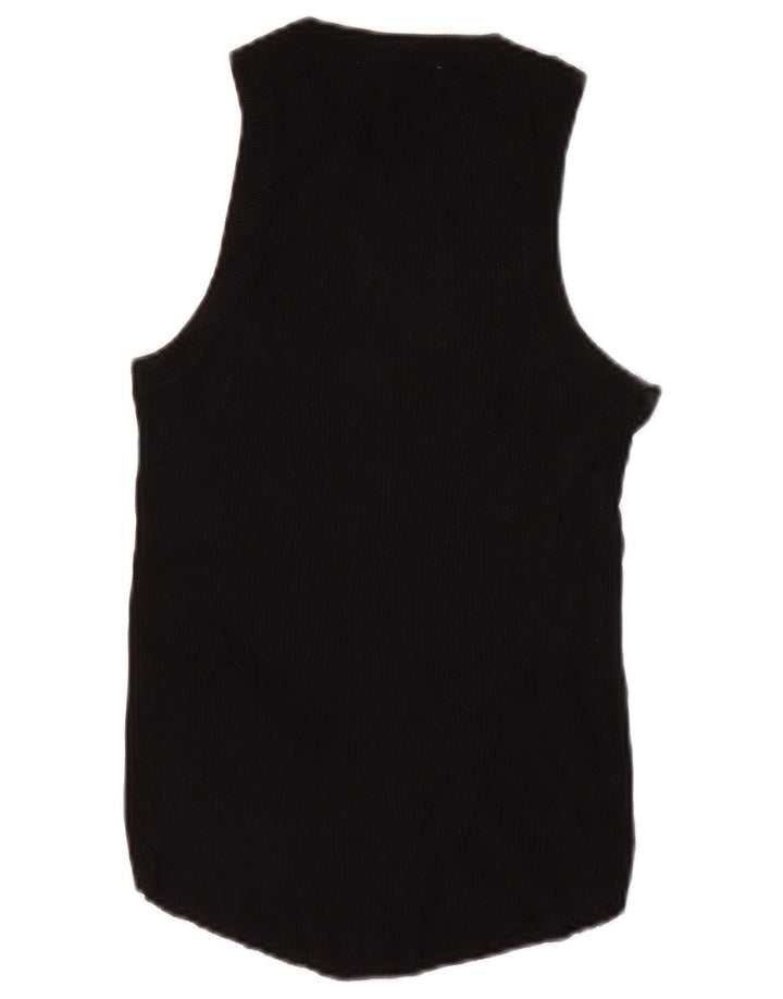 Zara Mujer Chaleco Top UK 12 Medium Viscosa Negra