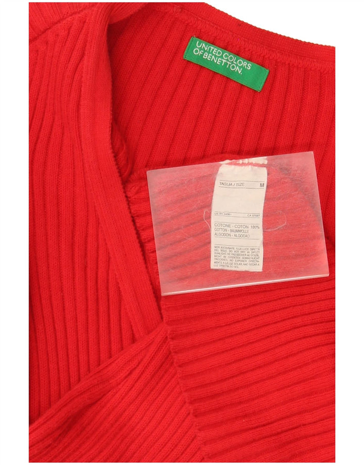 Benetton Cárdigan Mujer UK 42 Mediano Rojo Algodón