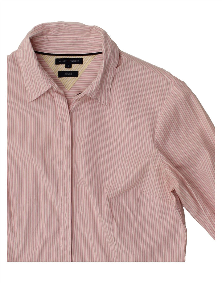 TOMMY HILFIGER Womens Shirt US 6 Medium Pink Pinstripe Cotton Vintage Tommy Hilfiger and Second-Hand Tommy Hilfiger from Messina Hembry 