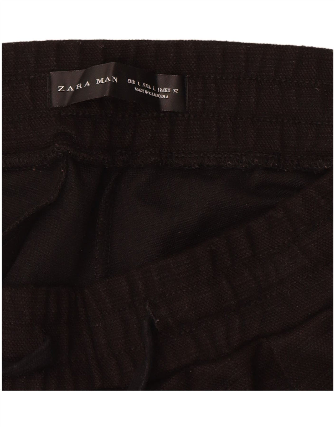 Zara Pantalón Capri Recto Para Hombre Grande W32 L20 Poliéster Negro