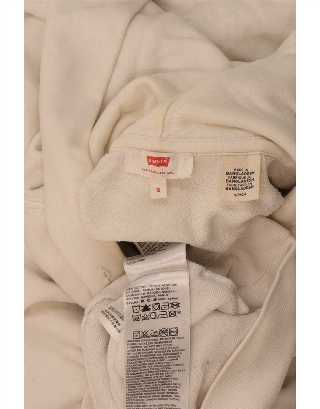 Levi's Hombre Sudadera Con Capucha Gráfica Jersey Pequeño De Algodón Blanco