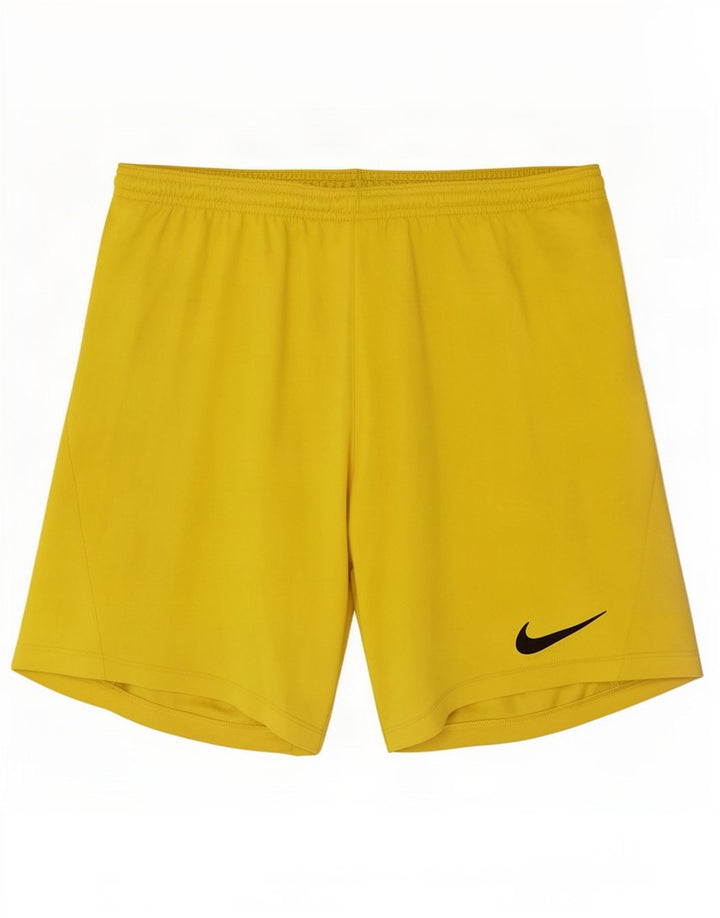 Nike Pantalones cortos deportivos Dri Fit Slim para hombre, poliéster amarillo pequeño