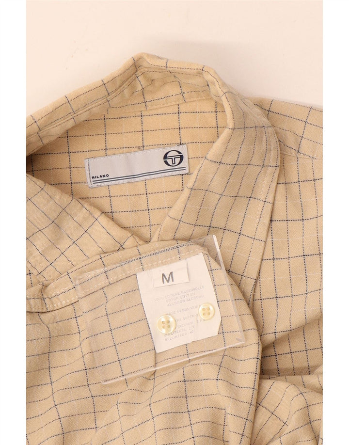 Camisa Hombre Sergio Tacchini Algodón Cuadros Beige Medio