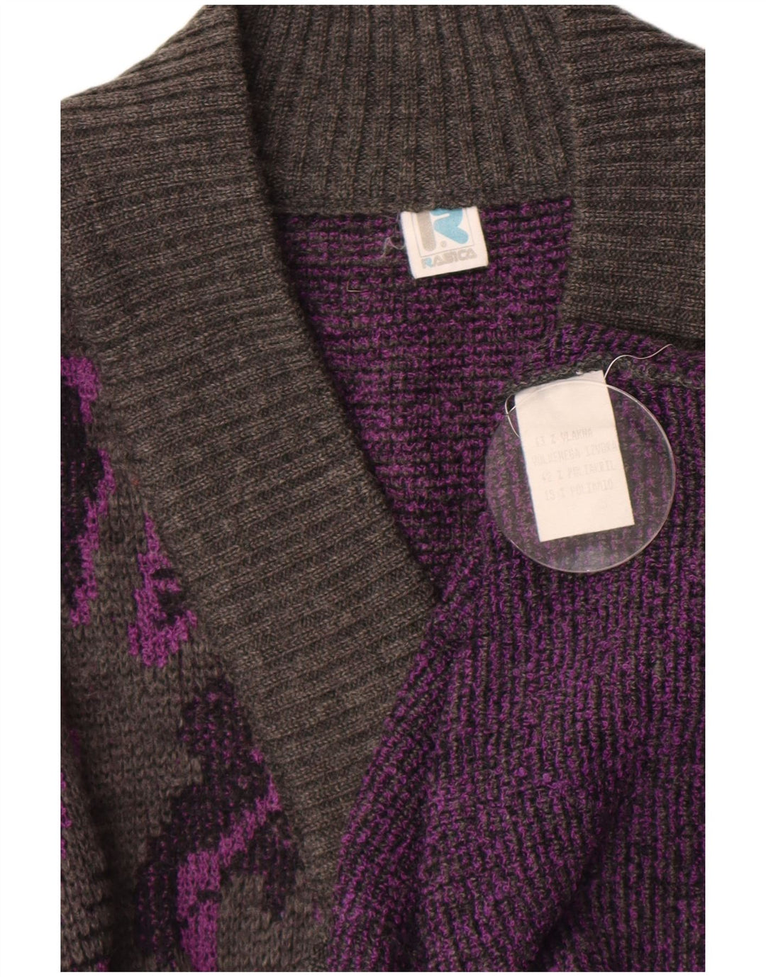 Rasica - Jersey con cuello en V para mujer, diseño abstracto, talla 40, color gris