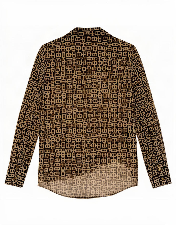 Zara Mujer Ver A Través De La Camisa Jersey UK 6 XS Poliéster Geométrico Negro