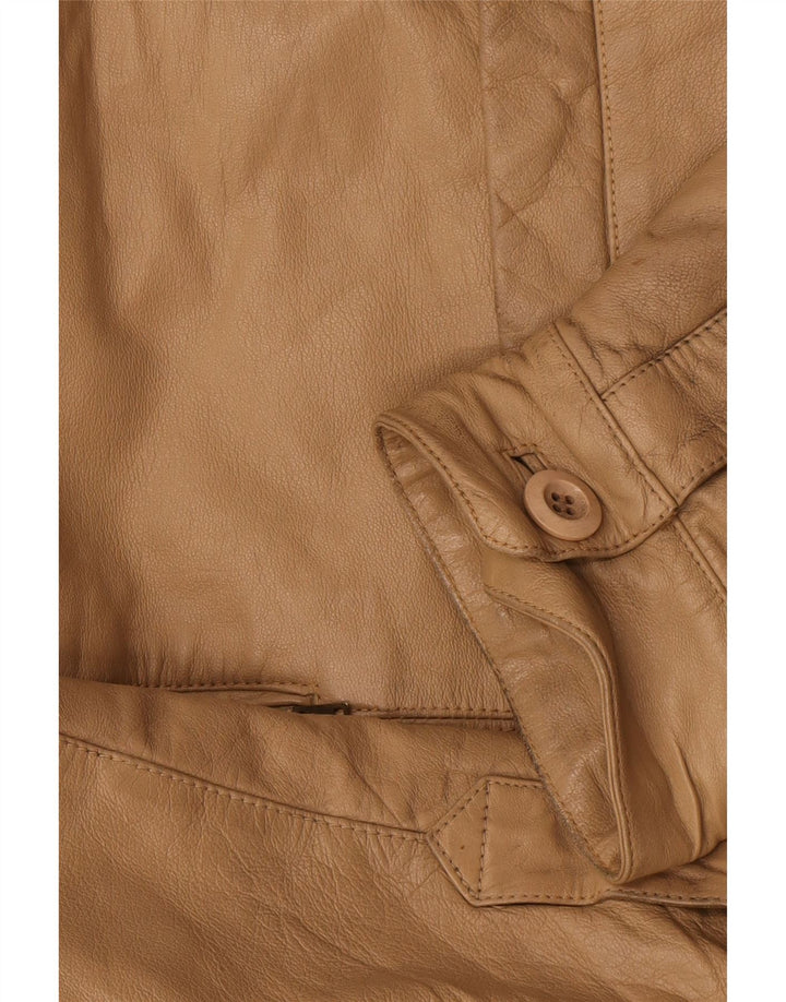 Chaqueta de cuero vintage para hombre IT 52 XL Beige