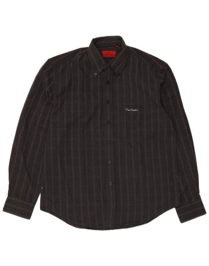 Camisa Pierre Cardin Hombre Mediana Cuadros Negro Poliéster