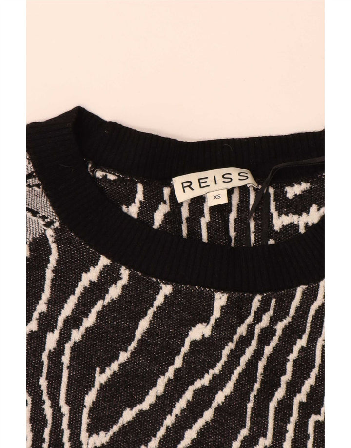 Reiss - Sudadera con estampado abstracto para mujer, talla 6, XS, viscosa negra