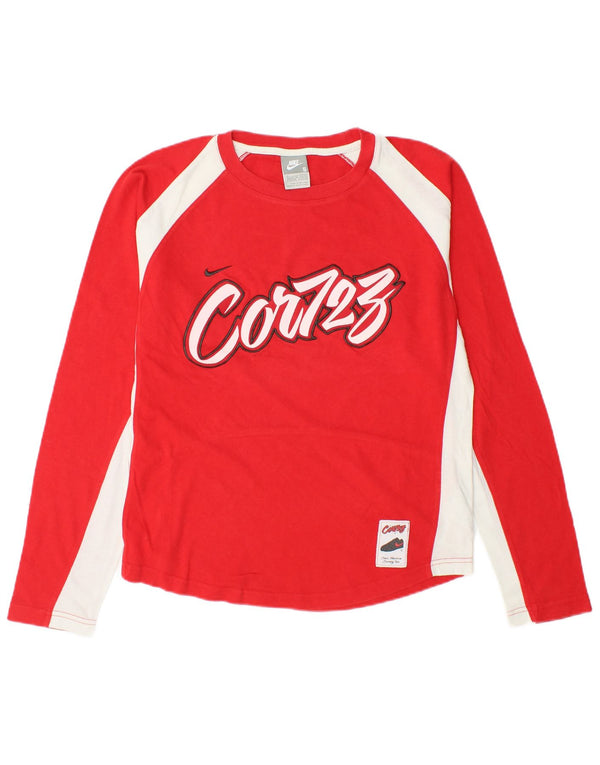 NIKE Cor72z Graphic Top Manga Larga para Hombre UK 36/38 Small Rojo Colorblock