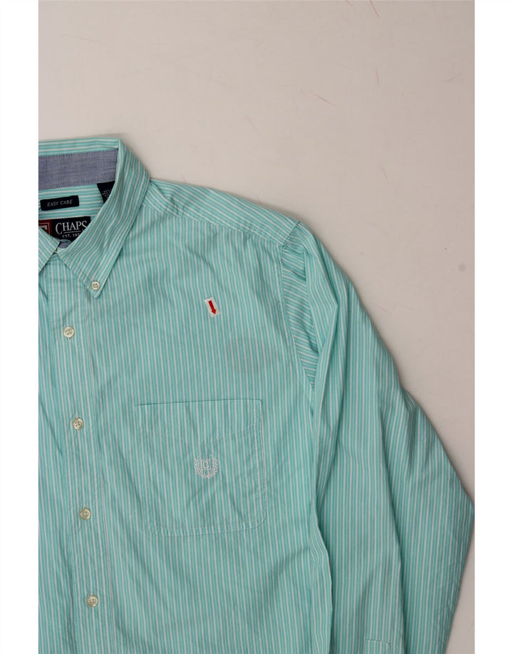 CHAPS Mens Shirt Large Turquoise Pinstripe Cotton Vintage Chaps and Second-Hand Chaps from Messina Hembry 