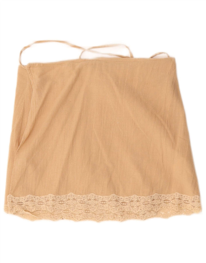Zara Mujer Falda Cruzada Mediana W30 Algodón Beige