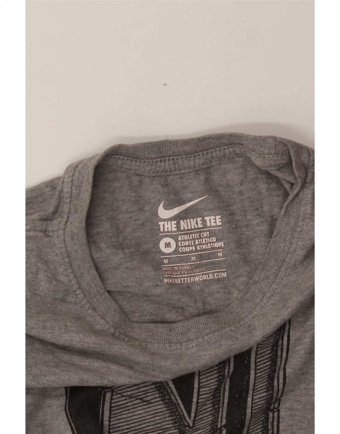 NIKE Mens Athletic Cut Graphic T-Shirt Top Medium Grey Vintage Nike and Second-Hand Nike from Messina Hembry 