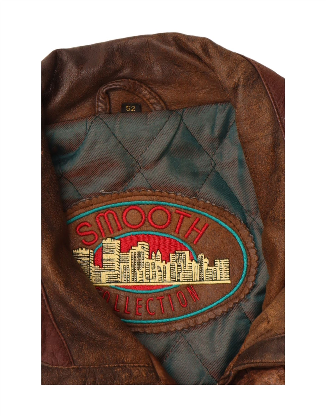 Chaqueta de cuero vintage para hombre IT 52 XL cuero marrón