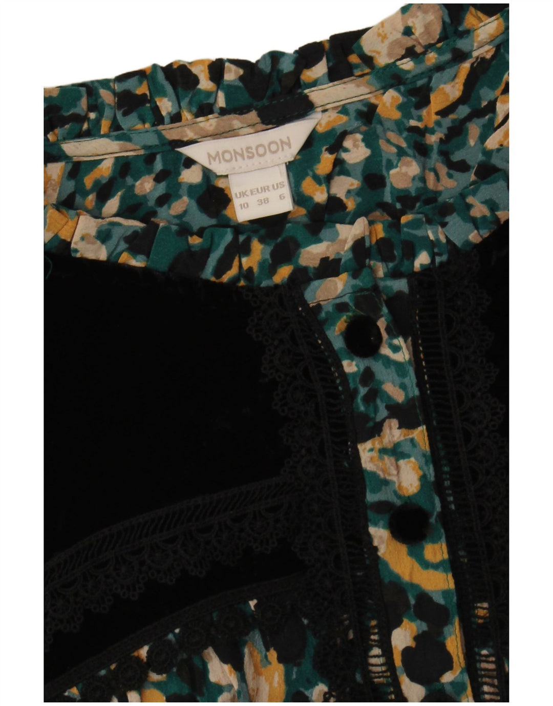Monsoon Vestido largo de té para mujer, talla 40, pequeño, bohemio con lunares multicolores