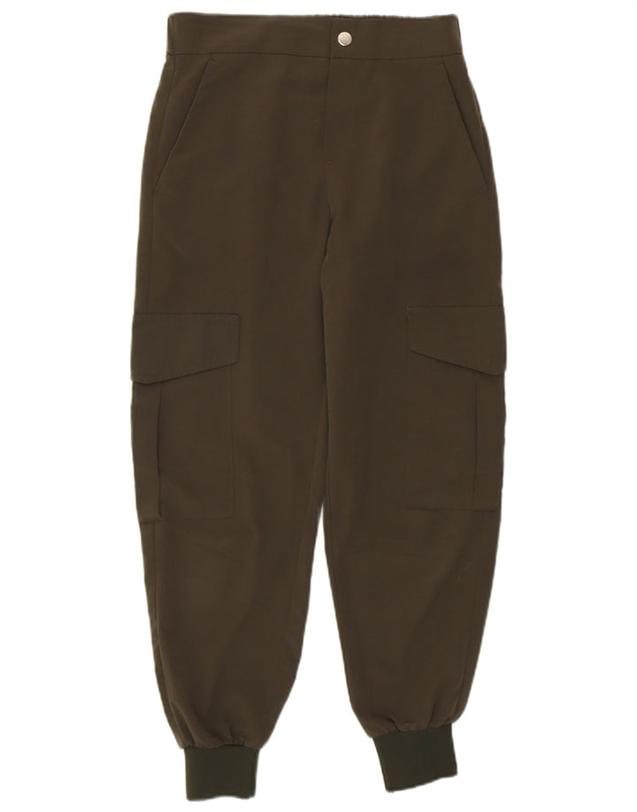 ZARA Womens Joggers Cargo Trousers XS W24 L25 Khaki Polyester
