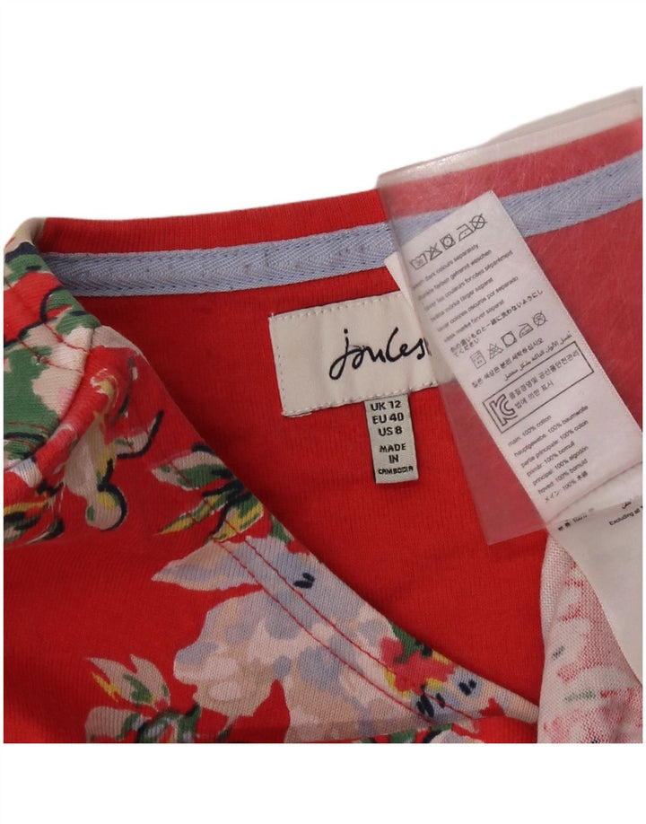 JOULES Top Mujer Manga Larga UK 42 Algodón Floral Rojo Mediano