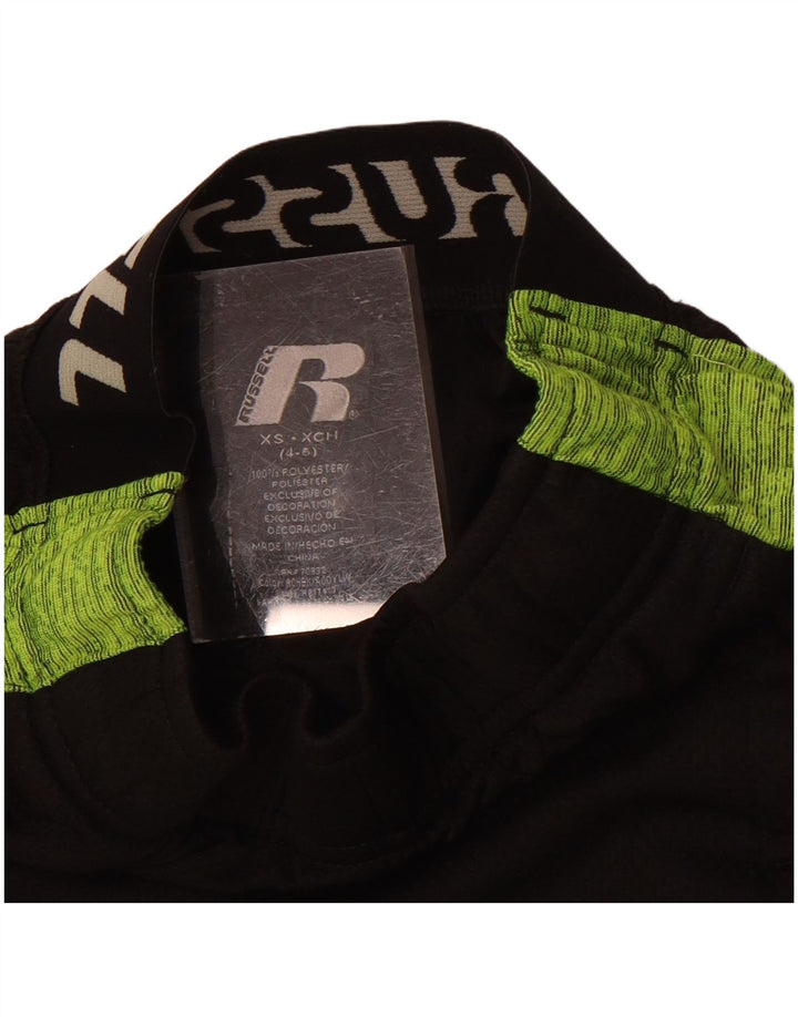 Russell Athletic Pantalones cortos deportivos para niños 4-5 años XS Negro Colorblock Poliéster