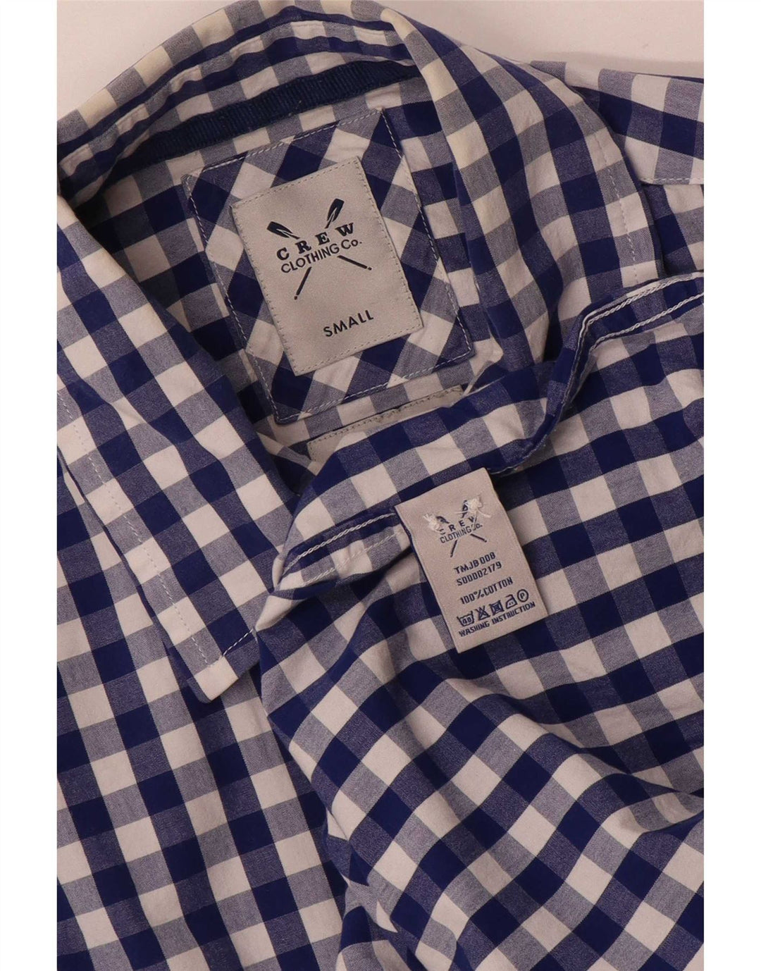 Crew Clothing Camisa para hombre Small Blue Gingham Cotton