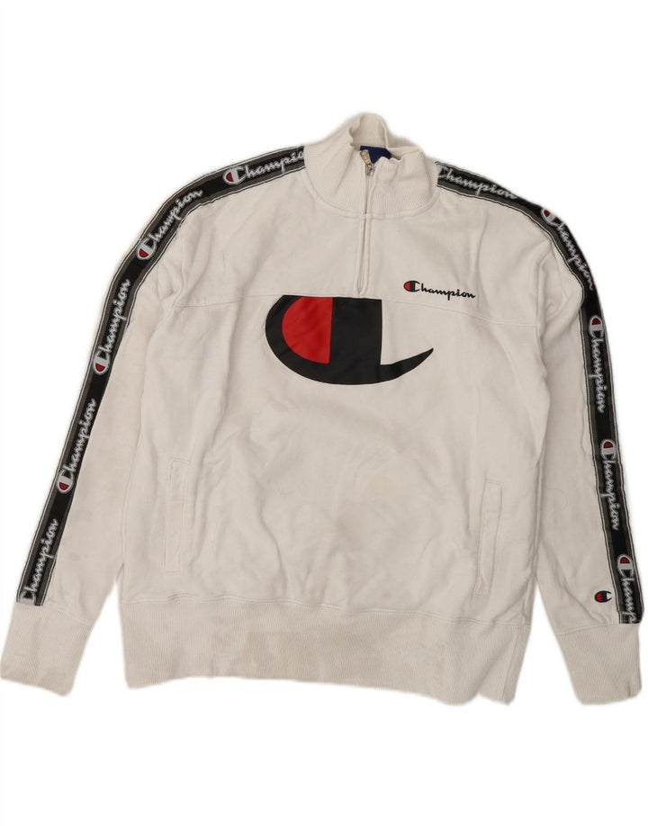 CHAMPION Womens Oversized Graphic Sweatshirt Jumper UK 6 XS White