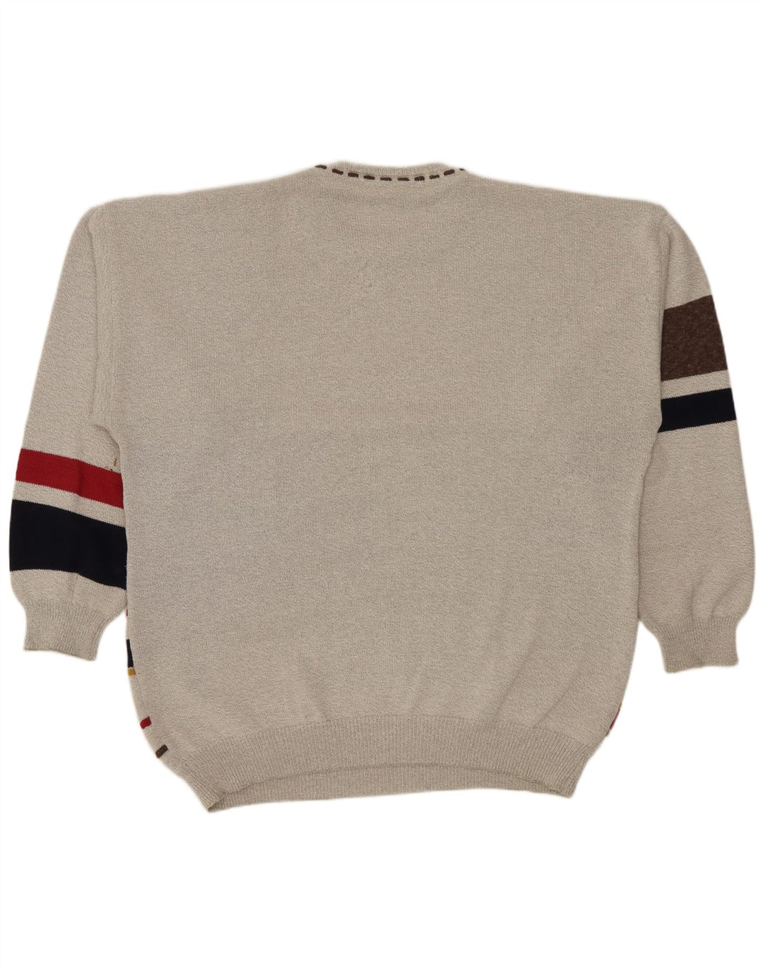 Conte Massimo Jersey de cuello redondo para hombre, talla 2XL, algodón geométrico gris