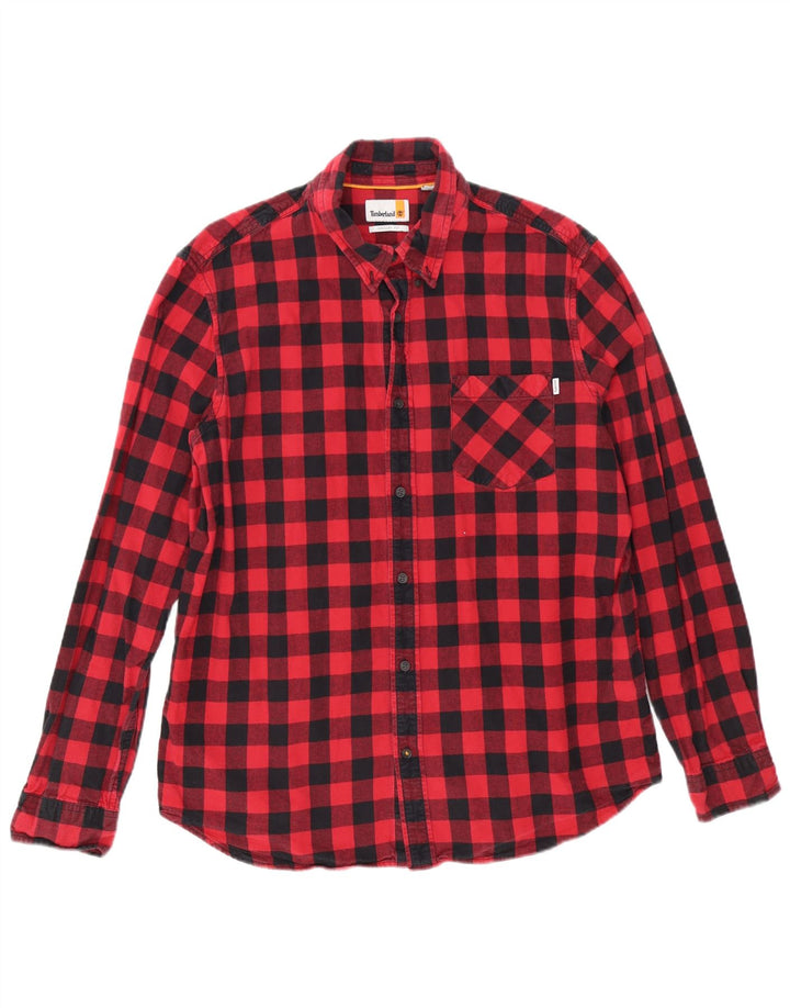 Timberland Camisa de franela de ajuste regular para hombre XL Algodón a cuadros rojo
