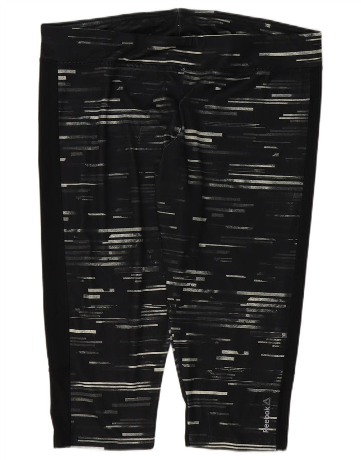 Reebok Leggings Capri para Mujer UK 24/26 2XL Poliéster a Rayas Negro