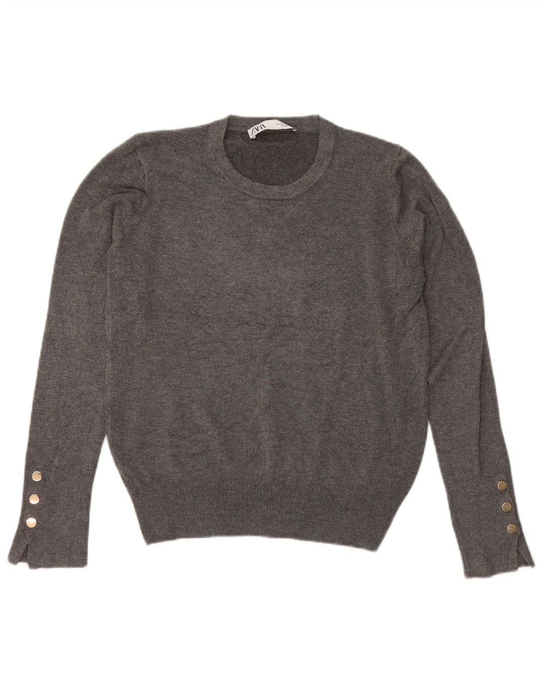 Zara - Jersey de cuello redondo para mujer, talla 40, color gris medio