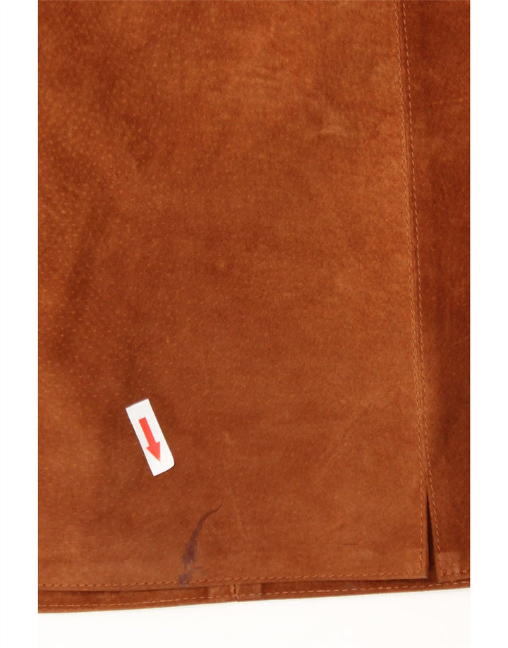 Falda de ante vintage para mujer W28 cuero marrón medio