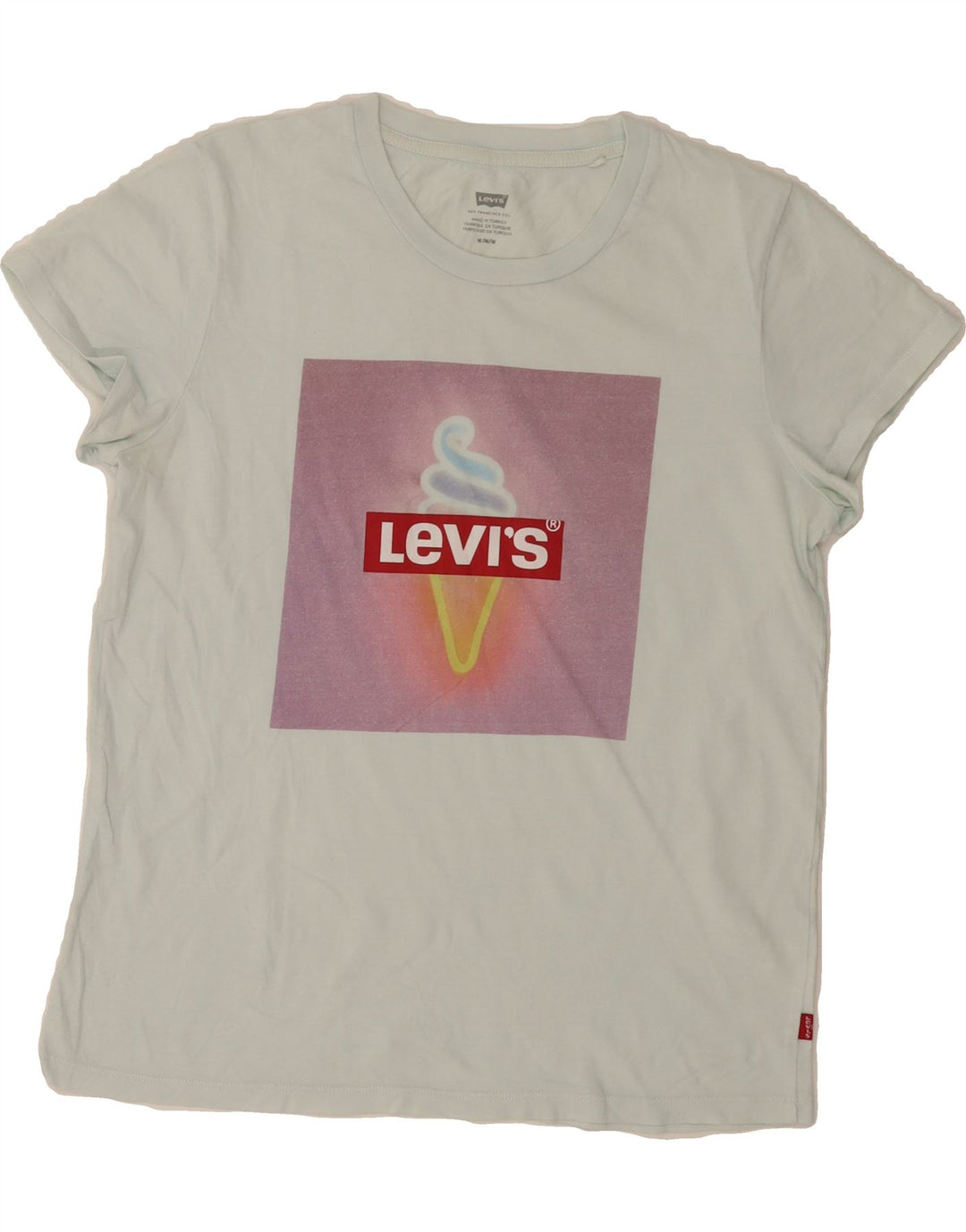 LEVI'S Womens Graphic T-Shirt Top UK 12 Medium Off White Vintage Levi's and Second-Hand Levi's from Messina Hembry 