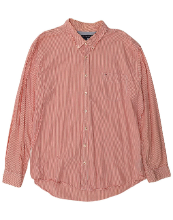 Tommy Hilfiger Camisa de ajuste personalizado para hombre 2XL Algodón a rayas rosa