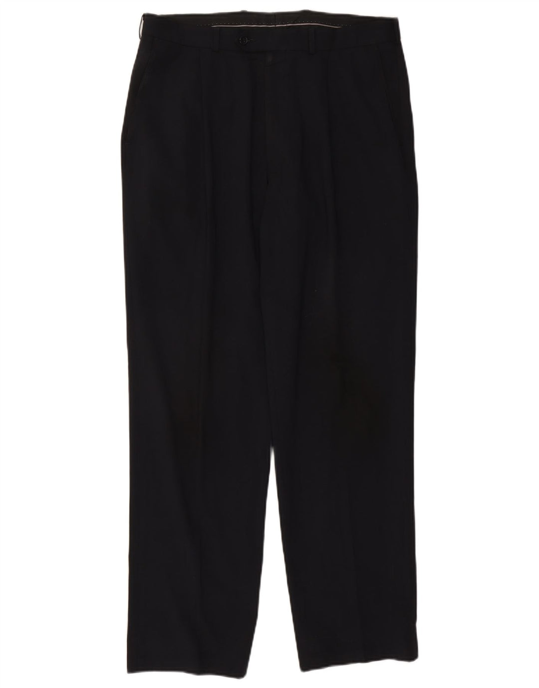Marks & Spencer Pantalón de traje con pinzas para hombre W34 L31 Poliéster azul marino