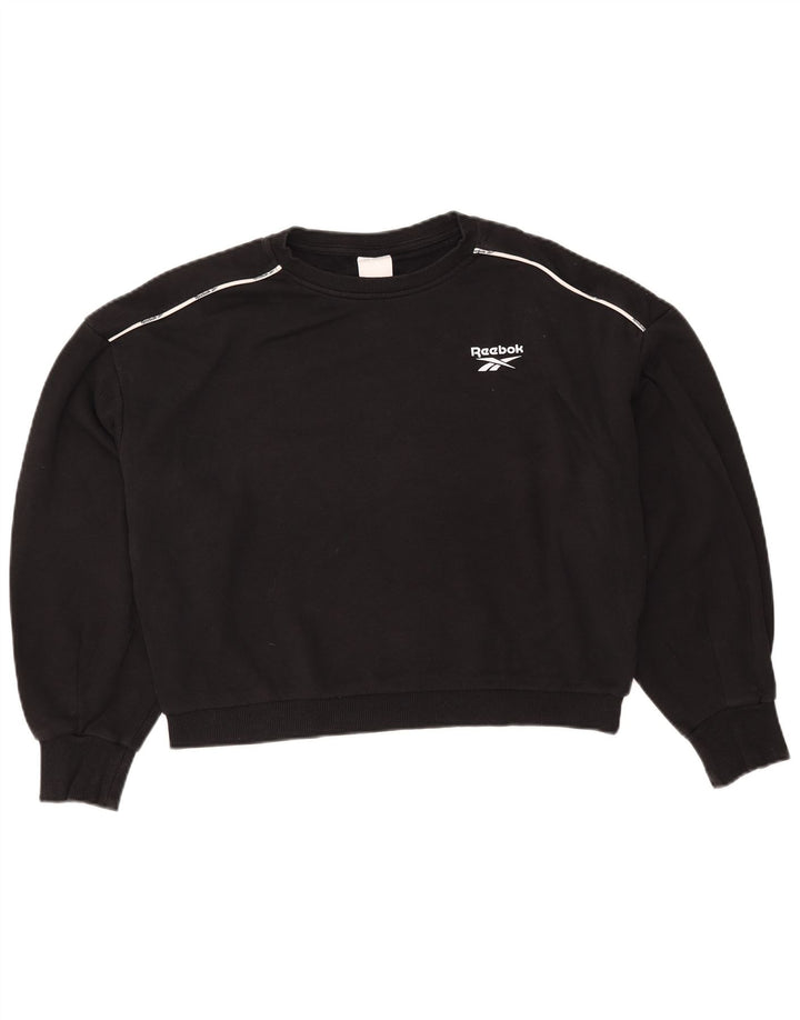 REEBOK - Sudadera corta de gran tamaño para mujer, talla 40, talla M, color negro