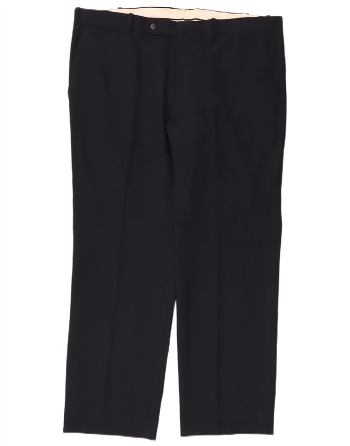 Farah Pantalón de traje recto para hombre W42 L33 Poliéster azul marino